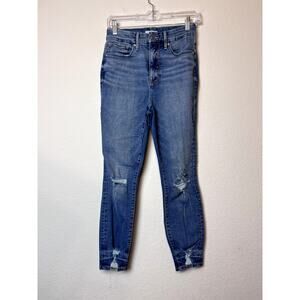 Good American High Rise Destroyed Cropped Jeans - Excellent!